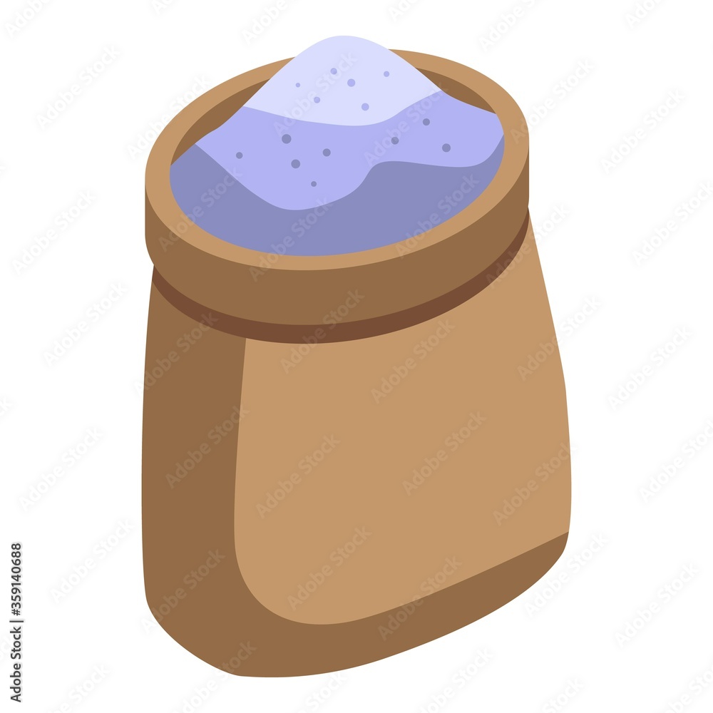 Poster open flour sack icon. isometric of open flour sack vector icon for web design isolated on white back
