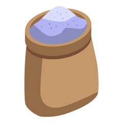 Open flour sack icon. Isometric of open flour sack vector icon for web design isolated on white background