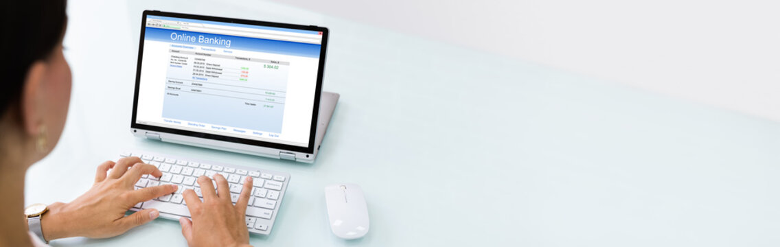 Online Banking On Laptop Screen