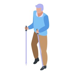 Walking sticks grandfather icon. Isometric of walking sticks grandfather vector icon for web design isolated on white background