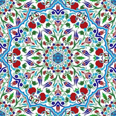 Seamless colorful pattern with mandala. Vintage decorative element. Hand drawn pattern in turkish style. Islam, Arabic, Indian, ottoman motif. Vector illustration