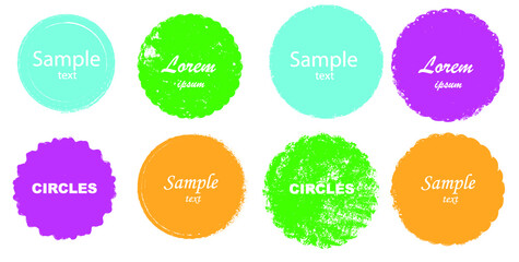 Grunge post Stamps Collection, Circles. Banners, Insignias , Logos, Icons, Labels and Badges Set . vector distress textures.blank shapes.