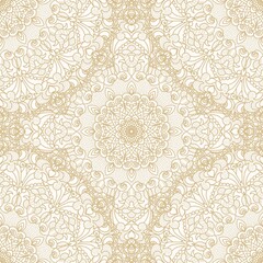 Seamless colorful pattern with mandala. Vintage decorative element. Hand drawn pattern in turkish style. Islam, Arabic, Indian, ottoman motif. Vector illustration