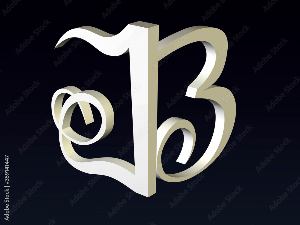 Poster 3d font, font stylization of the letters j and b. font composition of the logo. 3d rendering.
