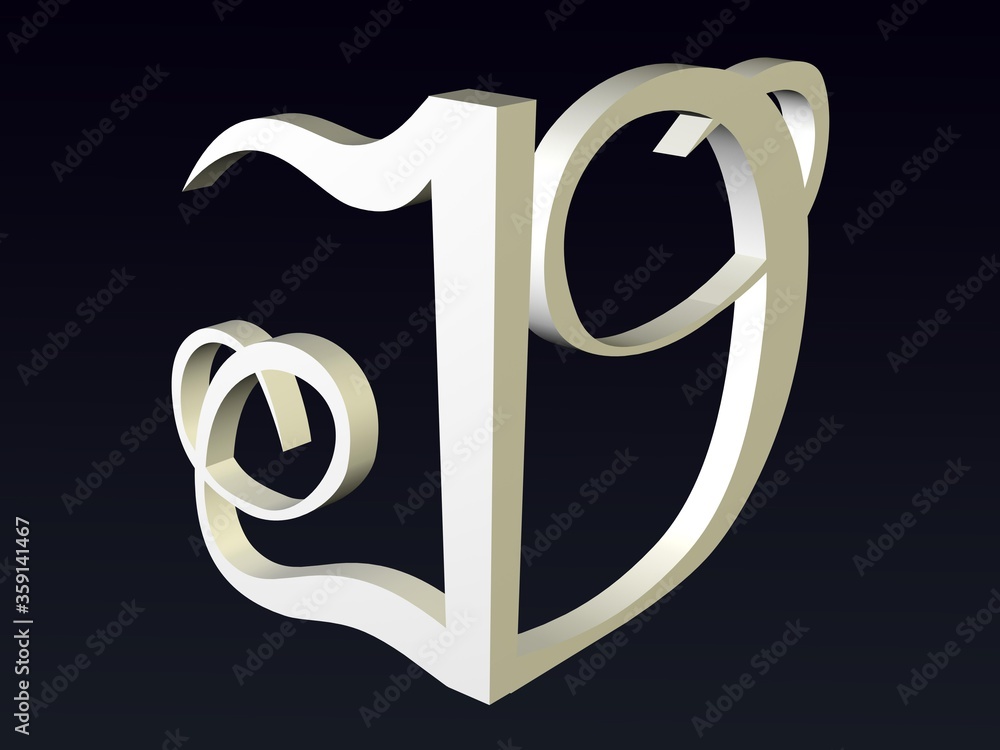 Aufkleber 3d font, font stylization of the letters j and d. font composition of the logo. 3d rendering.
