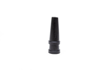 Mouthpiece for a hookah pipe on a white background and in hand in close-up. Mouthpiece for individual use