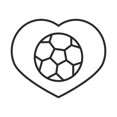 soccer game, ball in heart love, league recreational sports tournament line style icon