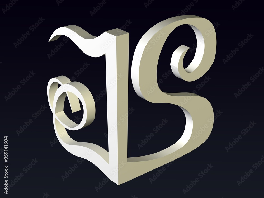 Aufkleber 3d font, font stylization of the letters j and s. font composition of the logo. 3d rendering.