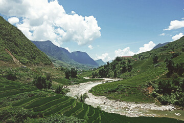 Fototapeta na wymiar mountain landscape with mountains and river