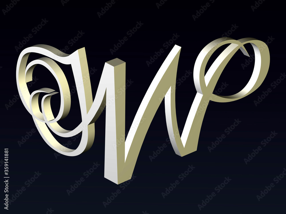 Poster 3d font, font stylization of the letters n and w. font composition of the logo. 3d rendering.