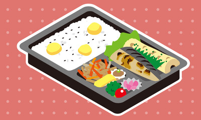 市販の鯖の塩焼と栗ご飯のお弁当