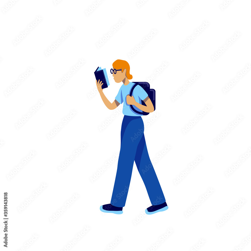 Poster nerd flat color vector faceless character