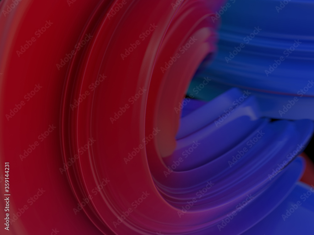 Poster abstract red and blue background with smooth lines. 3d