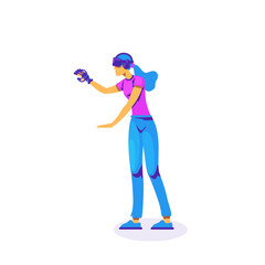 VR innovative experience flat color vector faceless character