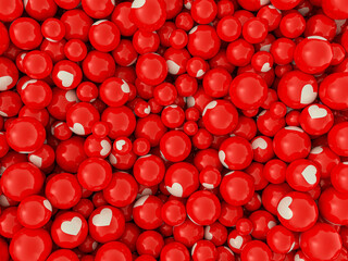 Ball with shape heart for valentines card. 3D illustration