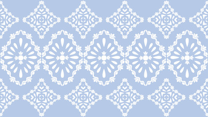 Flower damask ornate seamless pattern. Vector surface design for fabric, apparel textile, book, interior, wallpaper background