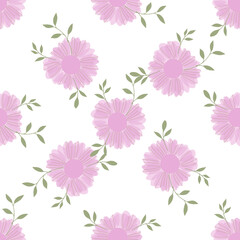 Seamless pattern with colorful hand drawn flowers. Original textile, wrapping paper, wall art surface design. Vector illustration. Floral simple minimalistic graphic desig