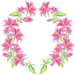round pink lily frame