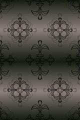 Black floral damsk onament seamless patternon color background. Design for fabric, apparel textile, book, interior, wallpaper