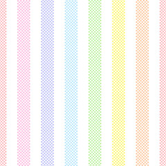 Rainbow seamless vertical striped pattern, vector illustration. Seamless pattern with pastel colorful lines from dots. Kids pastel rainbow geometric background