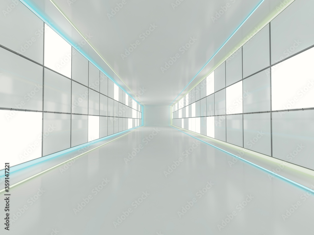 Poster abstract modern architecture background, empty open space interior. 3d
