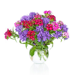 Flowers in vase isolated on white background