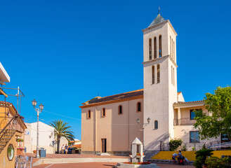 San Teodoro church - Chiesa di San Teodoro - at Piazza Mediterraneo square of resort town at coast...
