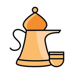 jug and cup clay kitchen line and fill icon