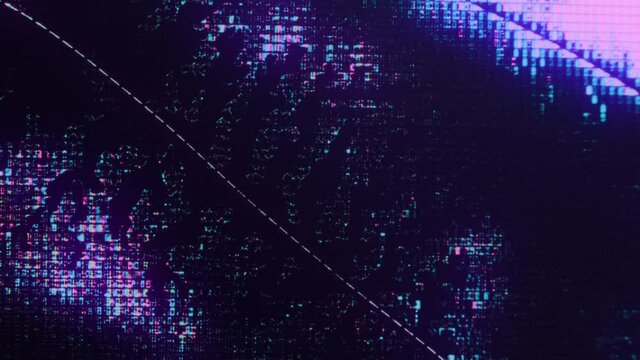 Neon glow background. Display glitch. Purple liquid crystal drip pulsing motion.