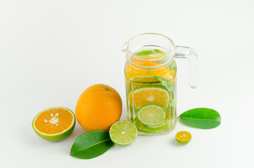 Bottle of detox water made from citrus fruits. Concept for dieting