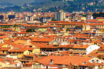 Naklejka na ściany i meble It's View from the Michelangelo square on the Historic Centre of Florence, Italy. UNESCO World Heriage.