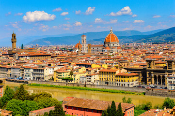 Fototapeta na wymiar It's Florence, Italy. View from the Piazzetta Michelangelo.