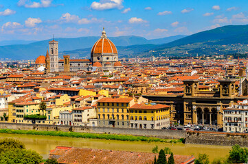 Fototapeta na wymiar It's Florence, Italy. View from the Piazzetta Michelangelo.