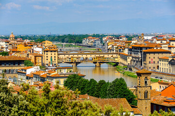 It's View from the Michelangelo square on the Historic Centre of Florence, Italy. UNESCO World...