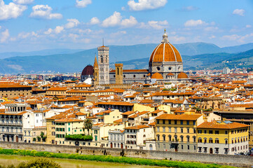 It's View from the Michelangelo square on the Historic Centre of Florence, Italy. UNESCO World Heriage.