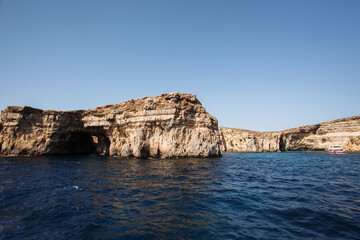 Fototapeta na wymiar Cliffs on the sea. Blue Grotto, Malta