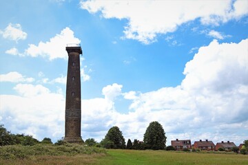 Fototapeta na wymiar Keppel's Column, in open parkland in Scholes, Rotherham.