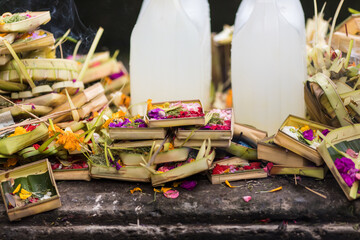 Bali, Indonesia - February, 2020: Holy spring water in temple pura Tirtha Empul inTampak, one of Bali's most important temples, Indonesia
