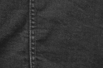 Close up of black jeans jacket fabric.