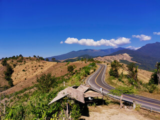 beautiful road mountain with side, Nan province, Thailand