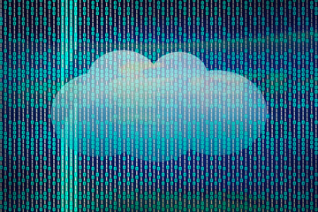 Digital background. Cloud computing on the background of binary code on a dark background....