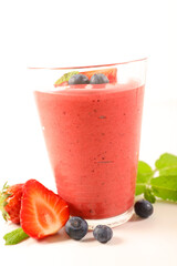 fresh berry fruit smoothie in glass