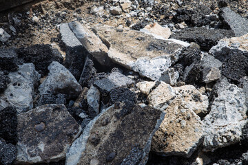 excavator loader machine at demolition construction site
