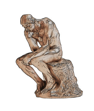 sketch of the statue of The Thinker