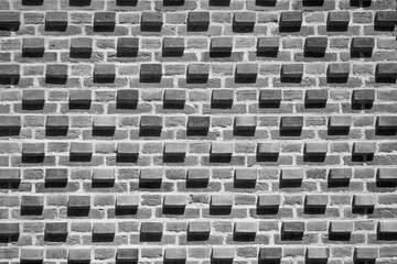 Black and white brick wall texture. Architecture. Backgrounds.
