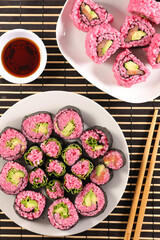 vegetarian sushi maki with soy sauce