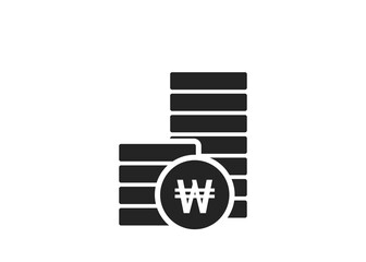 pile of korean won coins icon. vector finance and money symbol