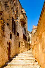 It's Street of Matera, Puglia, Italy. The Sassi and the Park of the Rupestrian Churches of Matera. UNESCO World Heritage site