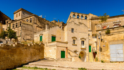 It's Street of Matera, Puglia, Italy. The Sassi and the Park of the Rupestrian Churches of Matera. UNESCO World Heritage site