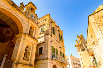 Fototapeta na wymiar It's Architecture of Matera, Puglia, Italy. The Sassi and the Park of the Rupestrian Churches of Matera. UNESCO World Heritage site